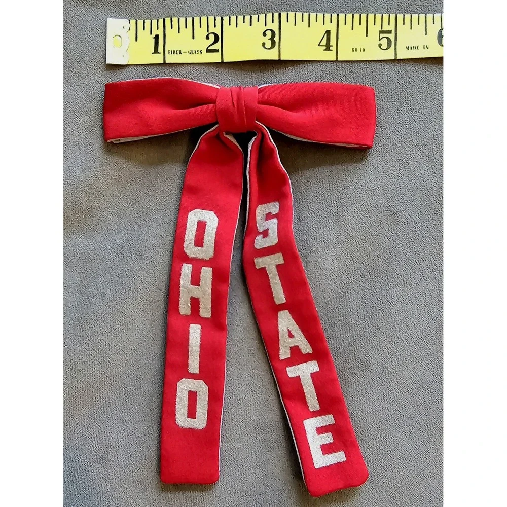 Vintage Wool OSU THEE Ohio State Buckeyes Clip‎ Bowtie Long Ribbons